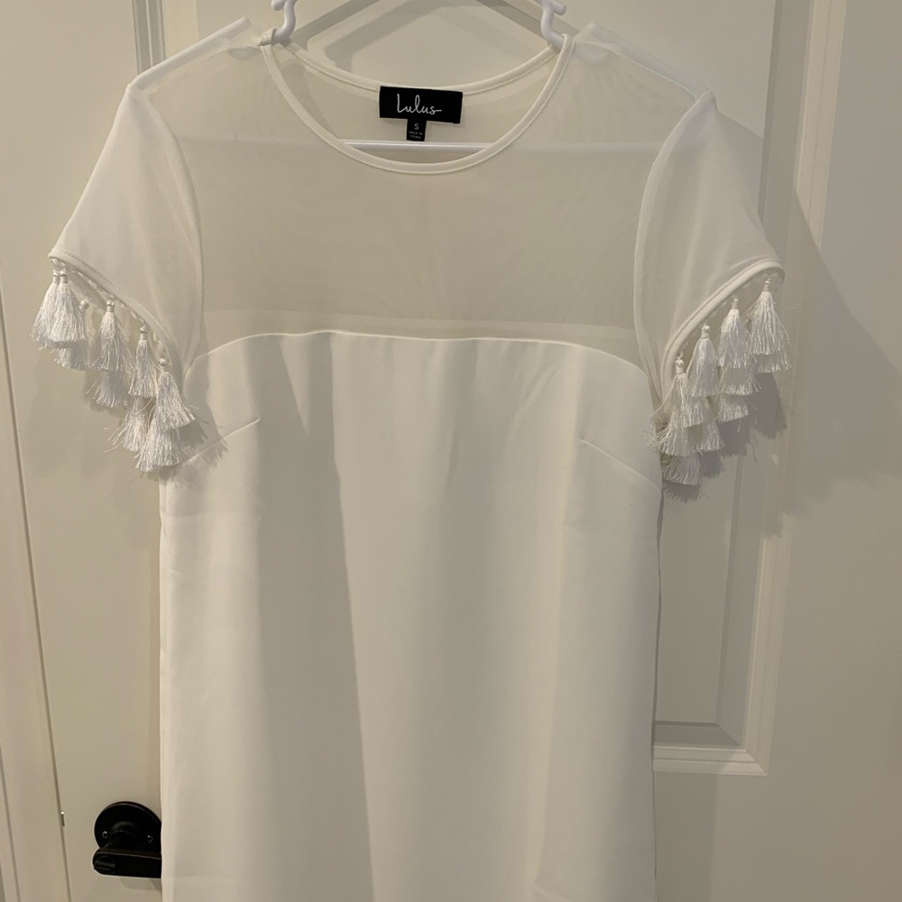 Lulus small white sheer knee length dress